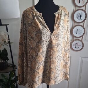 Ava & Viv Snake Print Blouse - Tan and Black